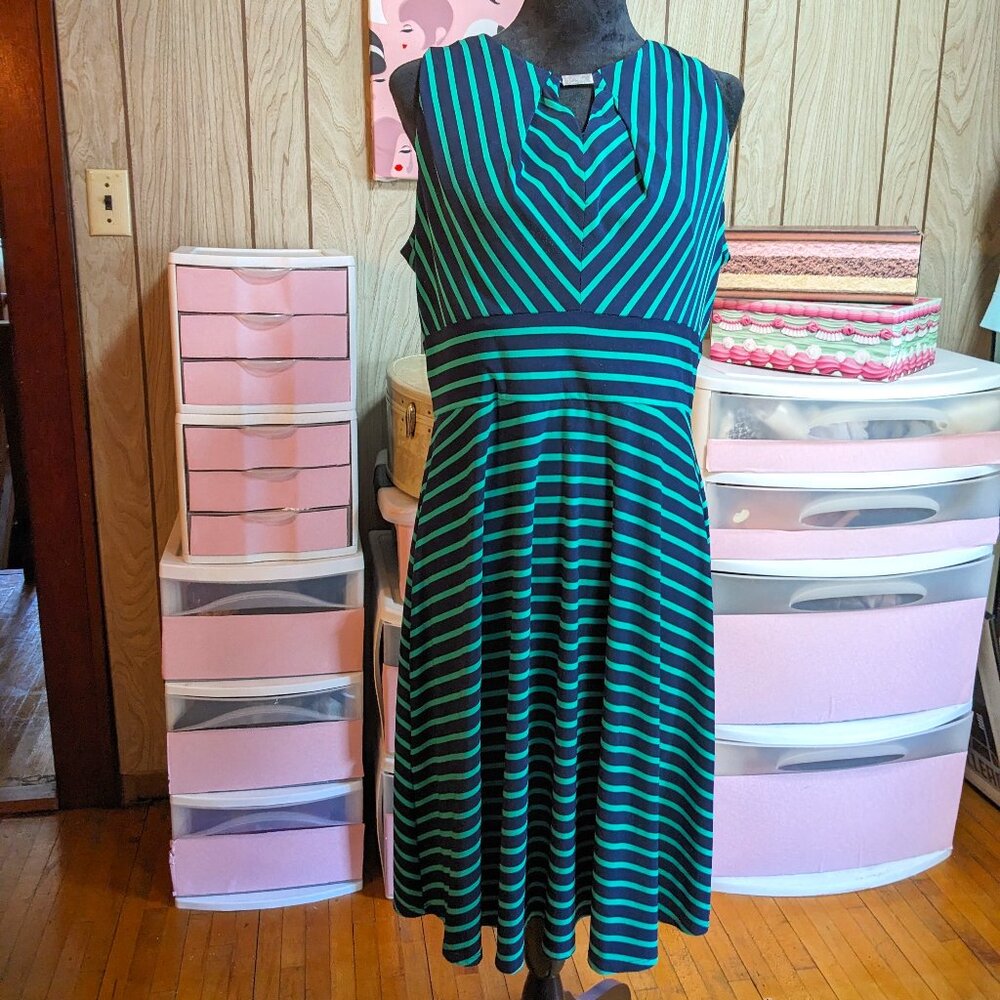 Green and Navy Liz Claiborne Dress